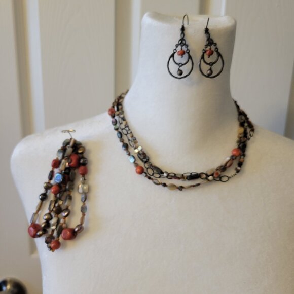 Silpada Fiesta Fun Necklace, Earrings & Stretch Bracelets - Picture 1 of 6